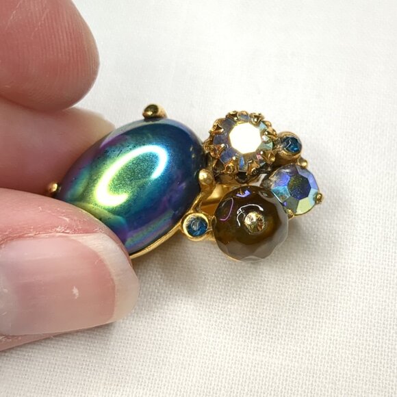 Schiaparelli Faux Cabochon and Rhinestone Earrings - Picture 6 of 9